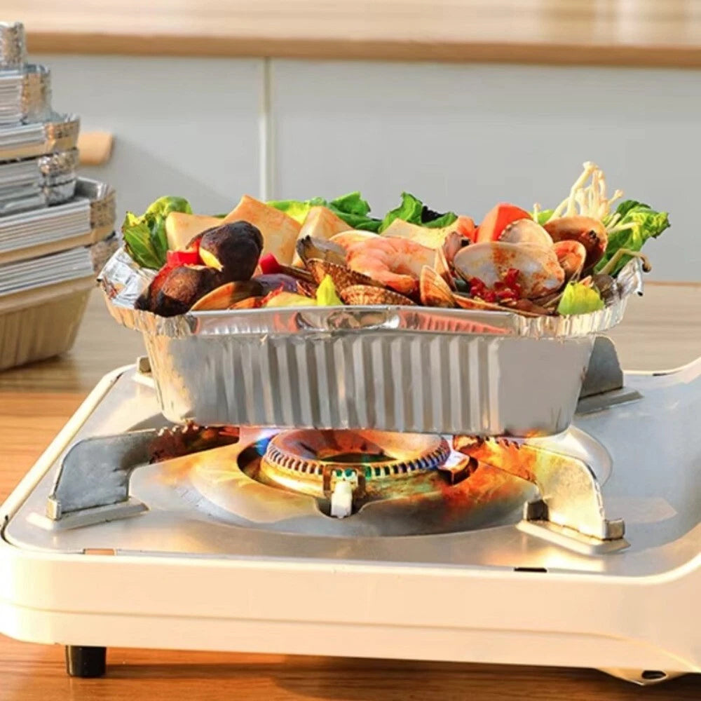 20Pcs Rectangle Air Fryer Aluminum Foil Pans -Oil-Proof BBQ Drip Trays (No Cover)