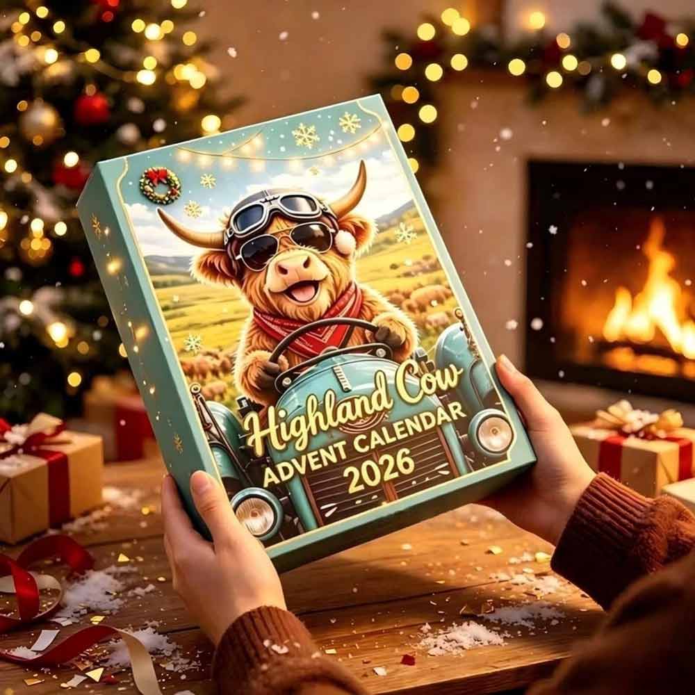 Highland Cow Advent Calendar 2026 – 24-Day Christmas Countdown with Mini Figures