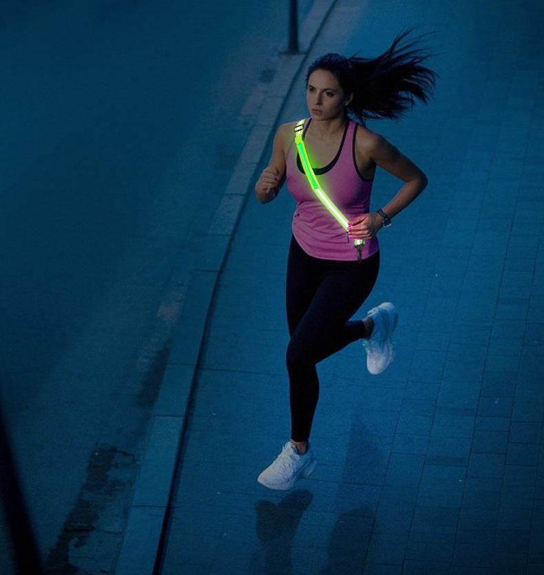LED Reflective Sash – USB Rechargeable Flashing Safety Belt for Night Walking