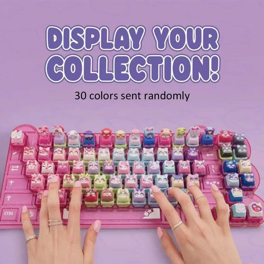 LED Fidget Keycap Keychain – 5-Pack Light Up Clickable Collectible Toy