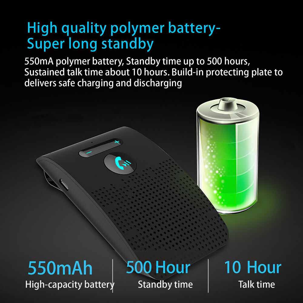 Bluetooth Hands-Free Sun Visor Wireless Phone Speaker Kit Car Speakerphone