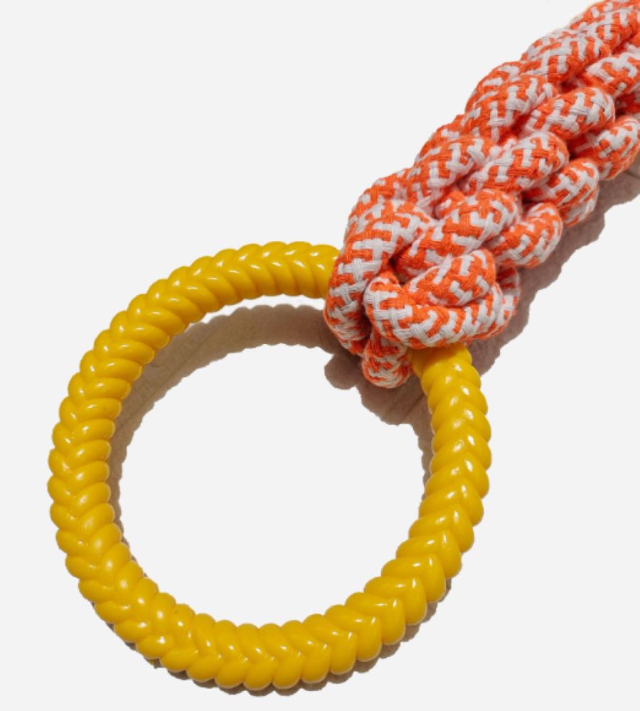 Heavy-Duty Dog Tug Toy – Cotton Rope with Rubber Ring for Large Breeds