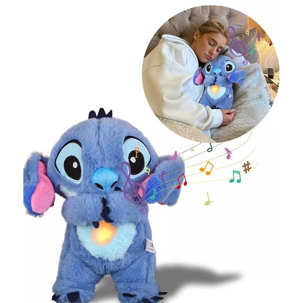 Stitch Breathing Soothing Plush Toy – Musical Anxiety Relief Doll with Calming Light for Sleep & Relaxation