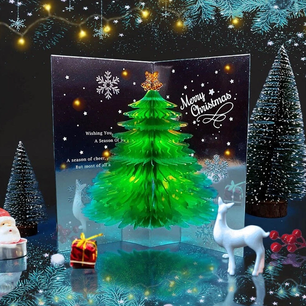 3D Christmas Tree Pop-Up Card Merry Christmas Cards Holiday Xmas Greeting Blessing Card