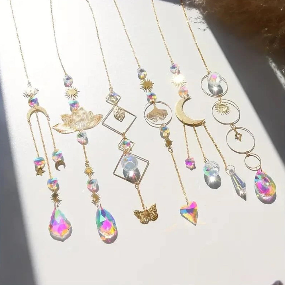 6PCS Lotus Sun Catcher Crystal Light Witchy Suncatcher Prism Rainbow Window Hanging