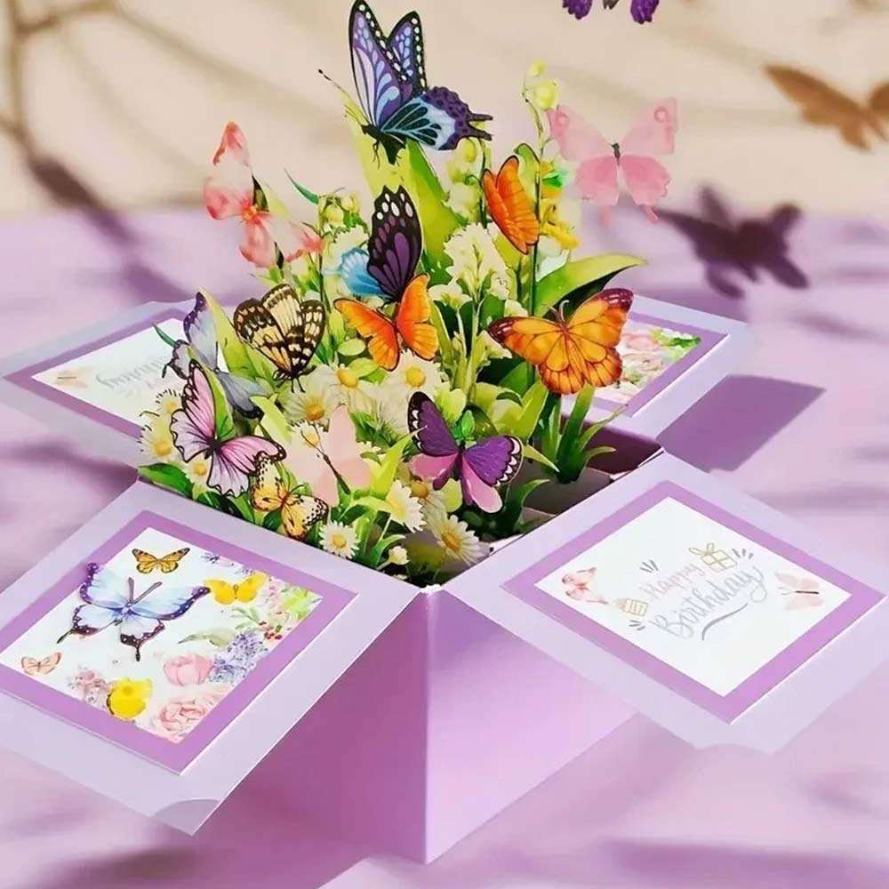 3D Pop-Up Birthday Card – Luxury Butterfly Floral Surprise for Mum, Daughter, Wife, Niece