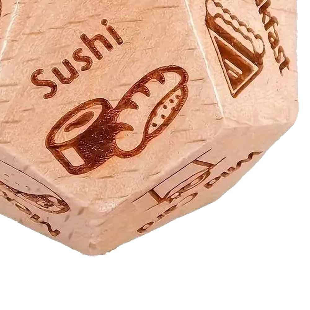 Food Decision Dice Decider Date Night Ideas Games 12-Sided takeaway Wooden