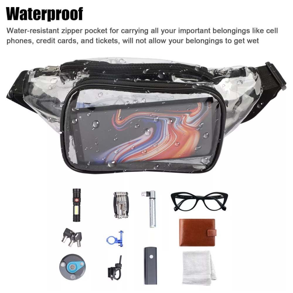 Waterproof Clear Waist Bag – Fanny Pouch for Men & Women, Outdoor Travel Pack, Adjustable
