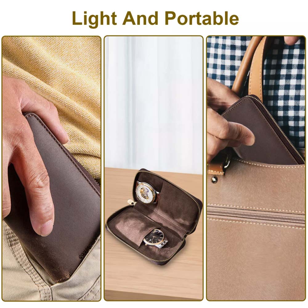 Watch Display Box – Leather Travel Case, Jewelry Storage Pouch, Portable Zipper Bag