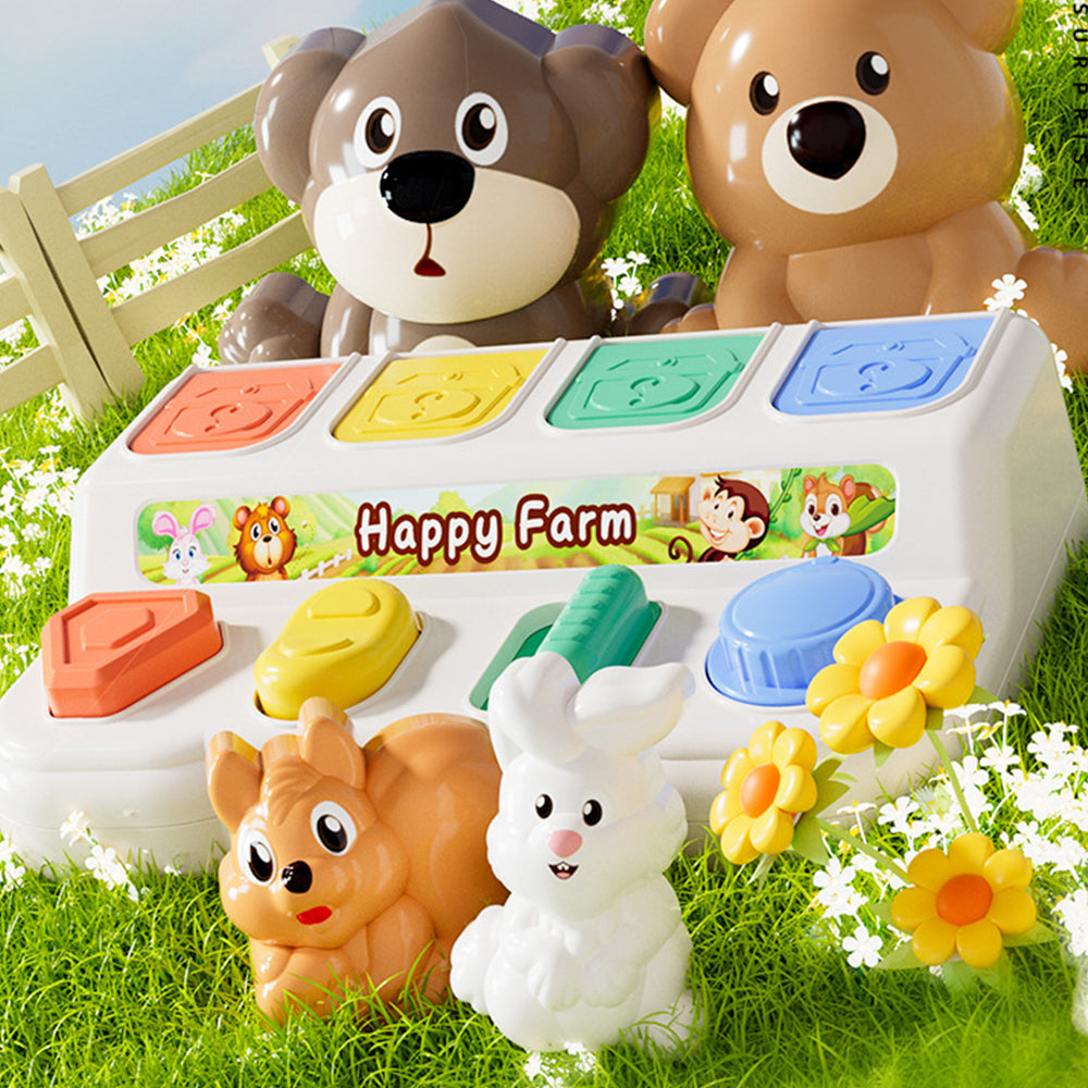Push Slide Twist Flip Toy – Montessori Pop Up Animals Sensory Interactive