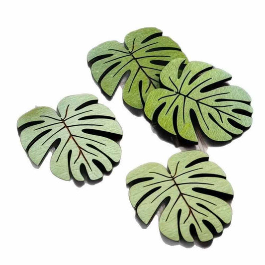 10-Piece Wooden Cup Coaster Set – Bamboo Leaf Style, Heat Resistant & Non-Slip Mat