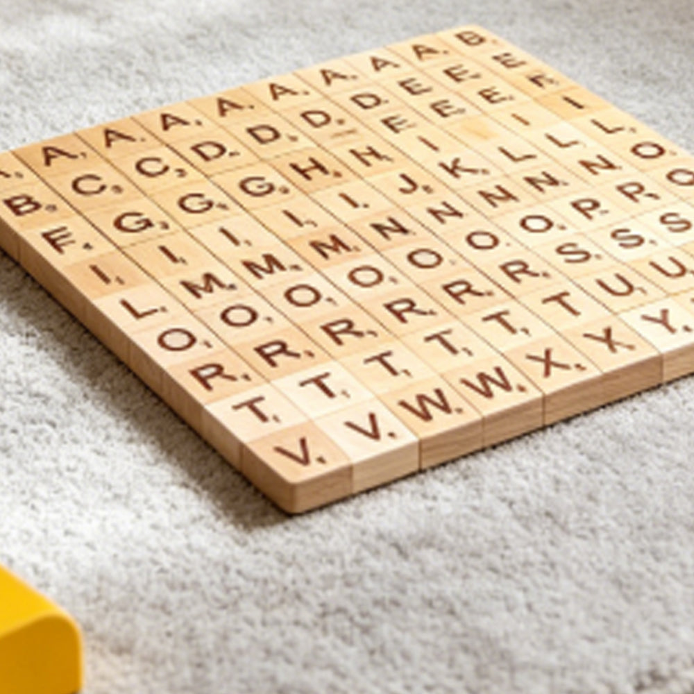100 Wooden Tiles – Black Letters & Numbers for Crafts, Scrabble-Style Letter Tiles