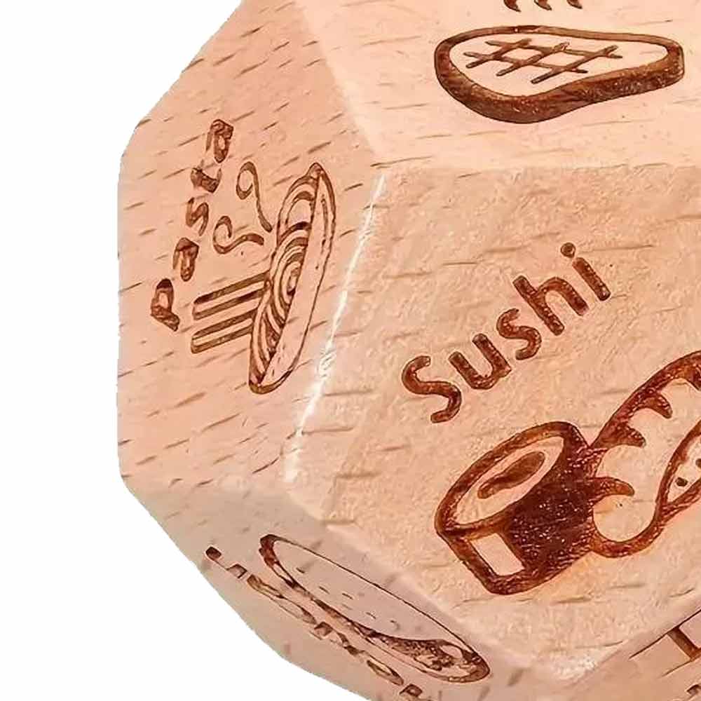 Food Decision Dice Decider Date Night Ideas Games 12-Sided takeaway Wooden