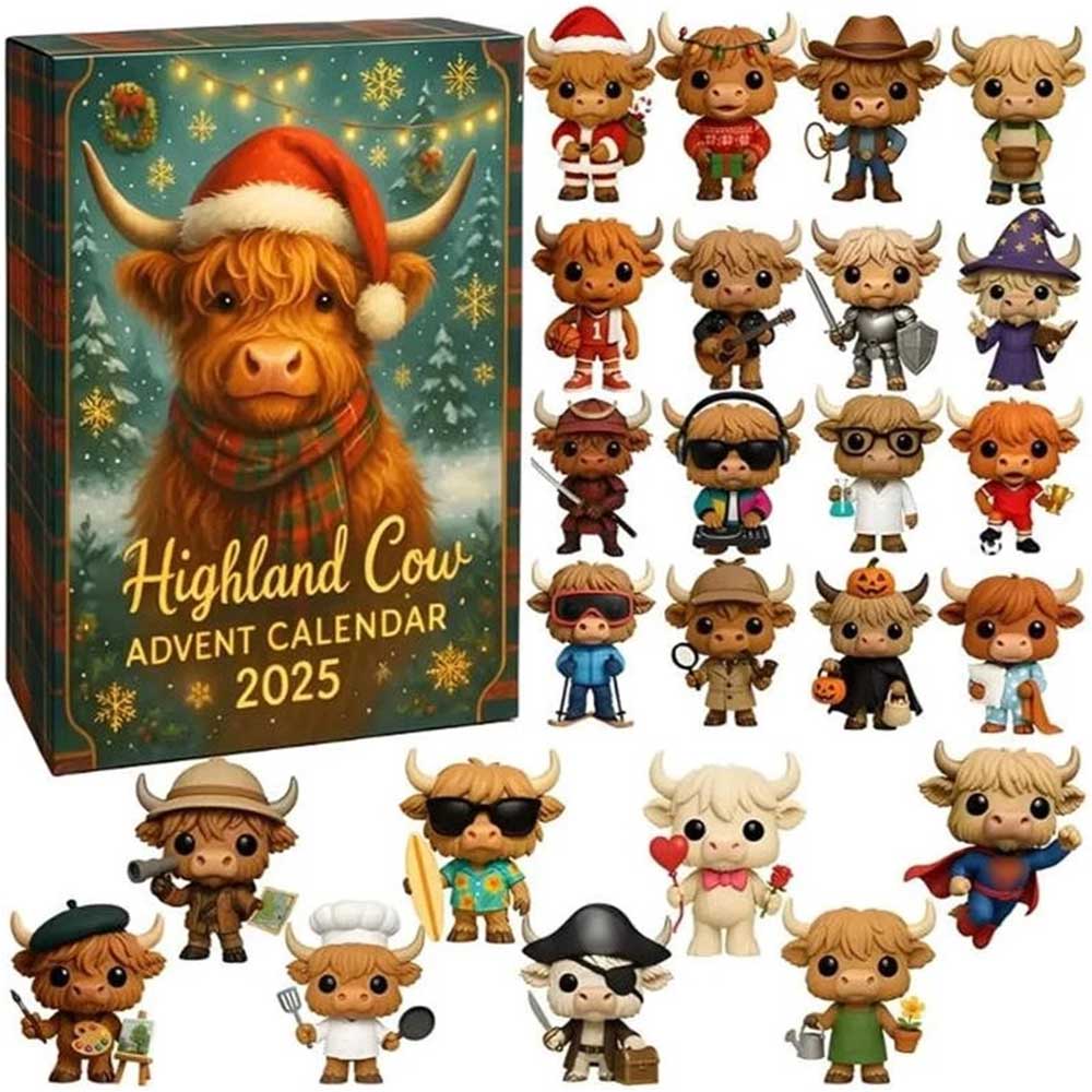 2025 Highland Cow Advent Calendar - 24 Days of Adorable 2D Surprises & Christmas Countdown