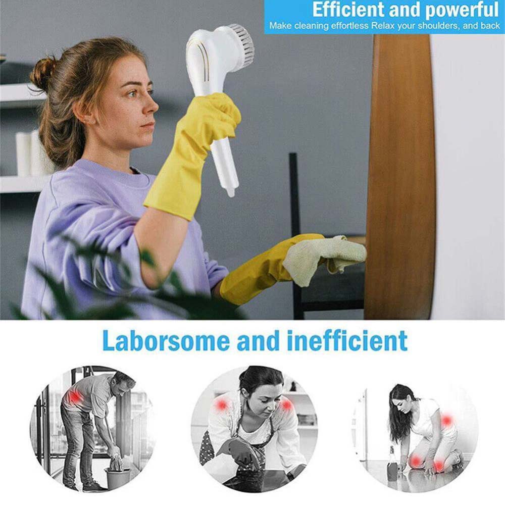Electric Spin Scrubber Cordless Cleaning Brush Rotating Home Bathroom Clean USB