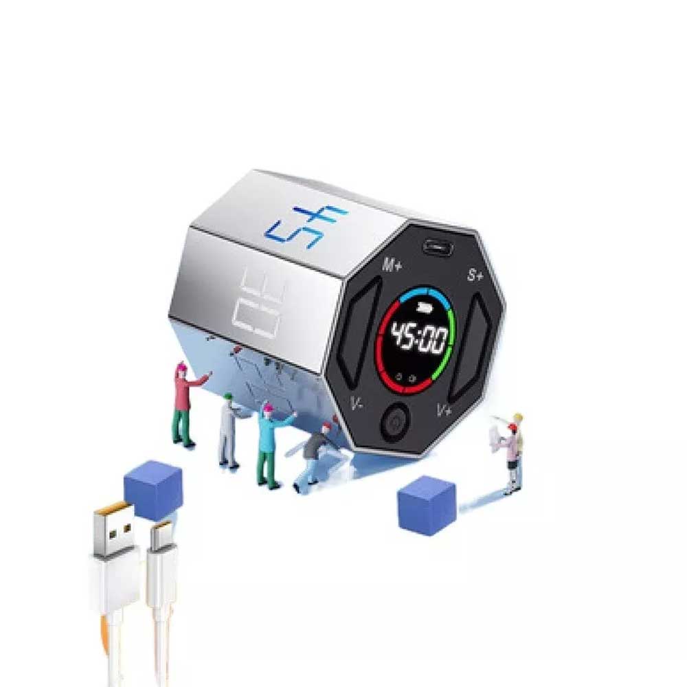 Eight-sided Visual Magnetic Timer Alarm Digital Cube Timer Square Study Kitchen