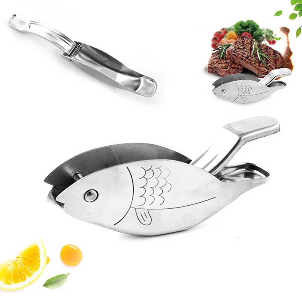 Stainless Steel Lemon Squeezer - Fish Shape Manual Juicer for Lime & Citrus