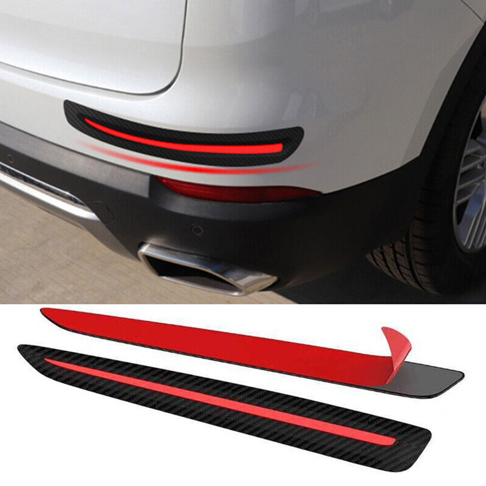 2Pcs Carbon fibre Car Bumper Protection Sticker Strips Anti Scratch Corner Guard