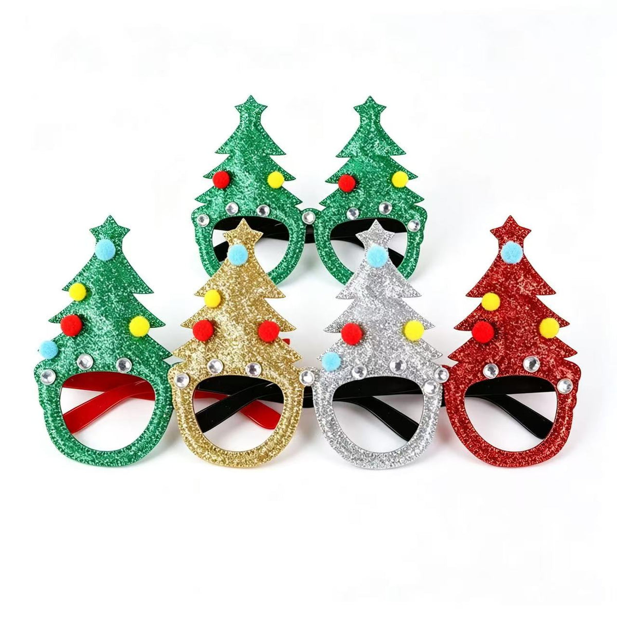 Glitter Christmas Tree Glasses – Rhinestone Party Eyewear for Holiday Events