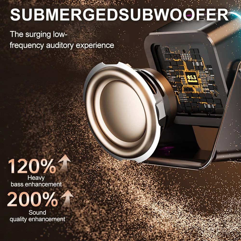 Mini Induction Speaker with Phone Stand - 5-in-1 Wireless Bluetooth Audio & Light