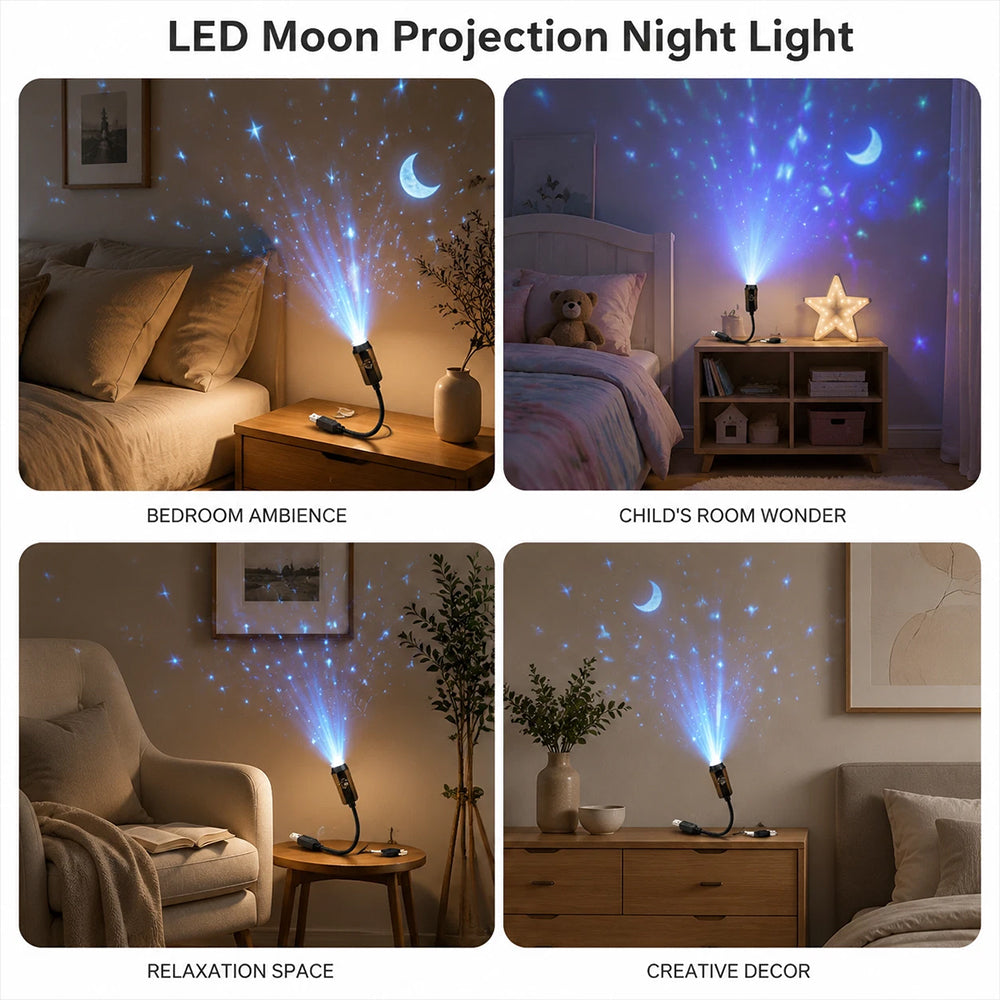 360° Rotating Star Projector – USB HD Night Light with Multiple Light Modes
