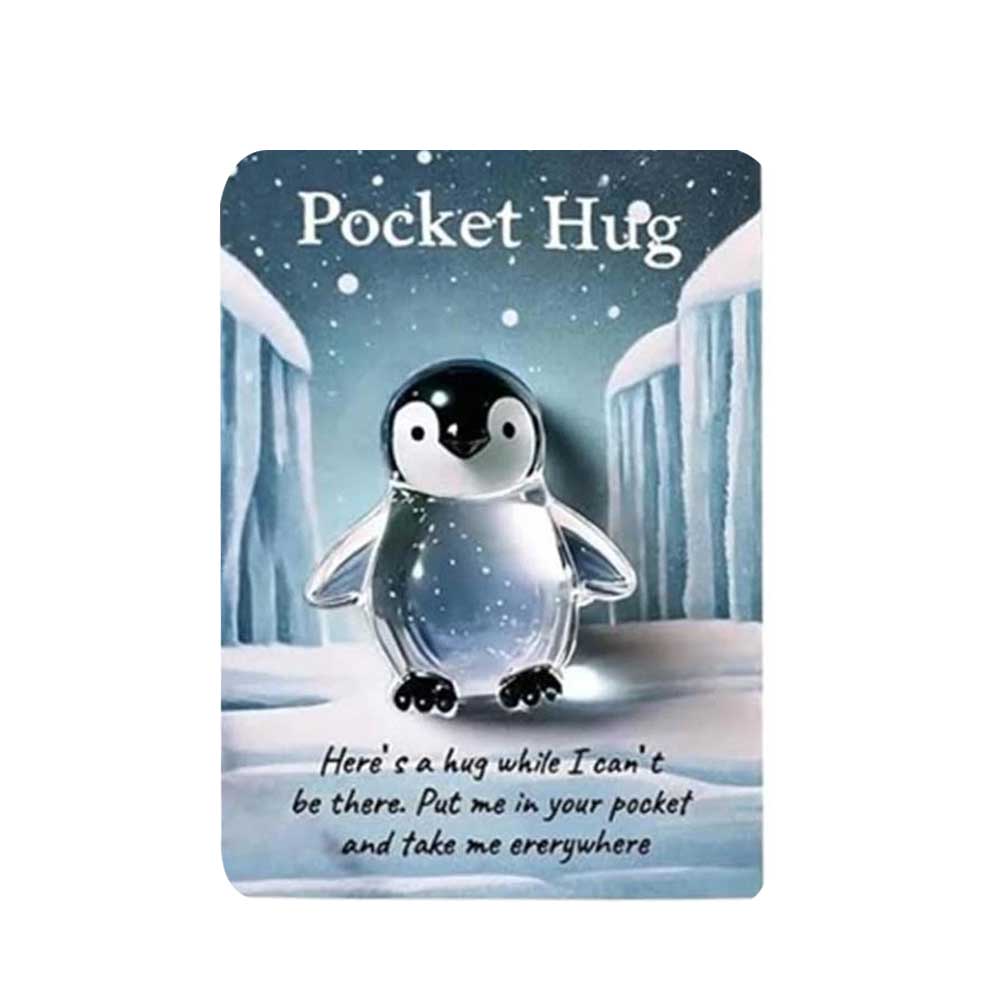 Pocket Turtle Penguin Crystal Pocket Hug Card - Heartwarming Keepsake Gift for Friends & Loved Ones