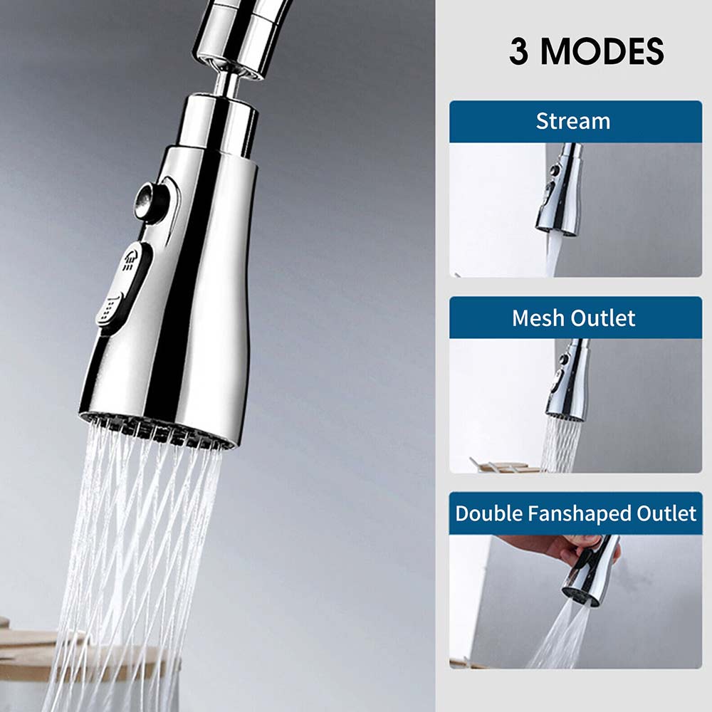 360° Kitchen Sink Faucet Sprayer Head Swivel Extender Nozzle Replacement 3Levels