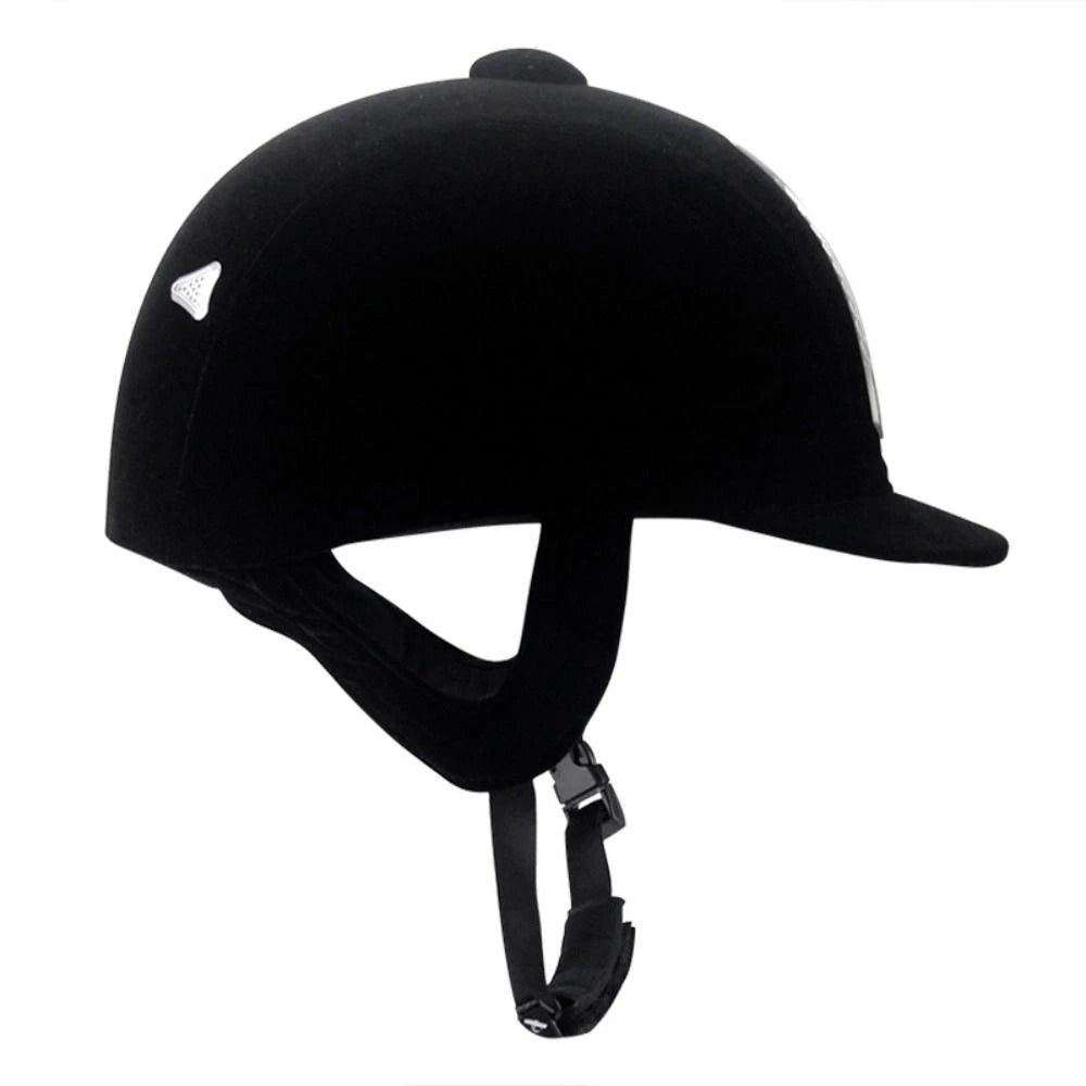 Black Horse Riding Helmet – Adjustable Safety Half Cover, 58cm Equestrian