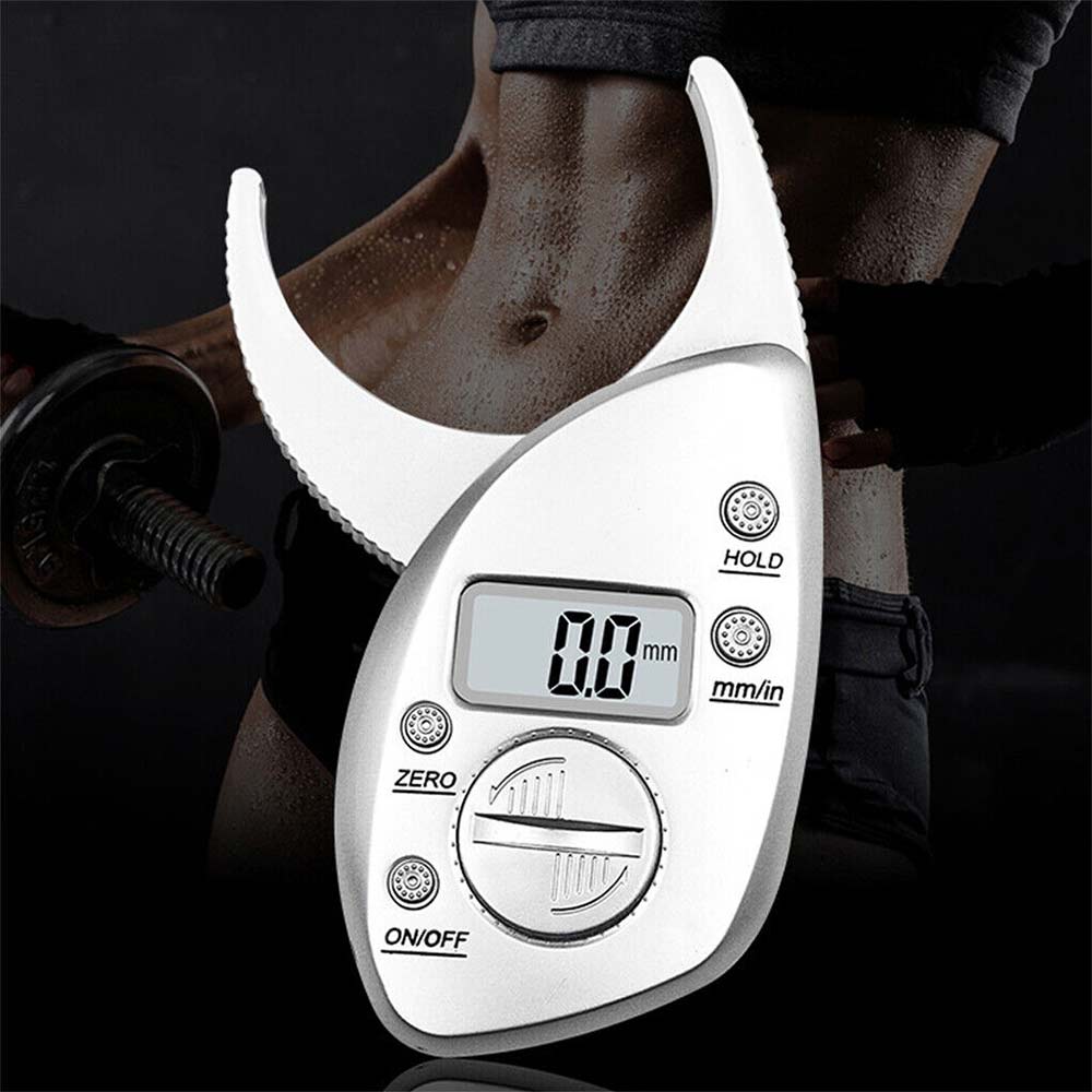 Body Fat Caliper Monitor Electronic Digital Body Fat Analyzer Skin Tester Silver