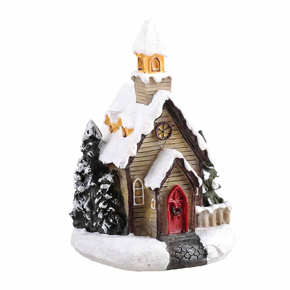 Resin Small House Christmas Decoration Micro Landscape LED Resin House Xmas Gift