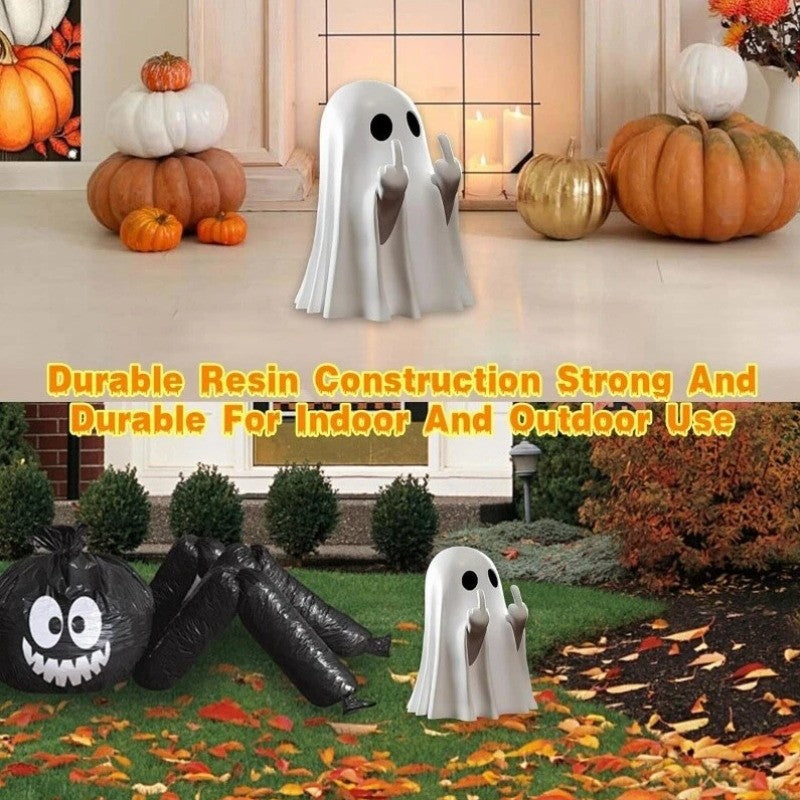 9CM Funny Middle Finger Ghost Statue | Halloween Resin Figurine for Home Decor