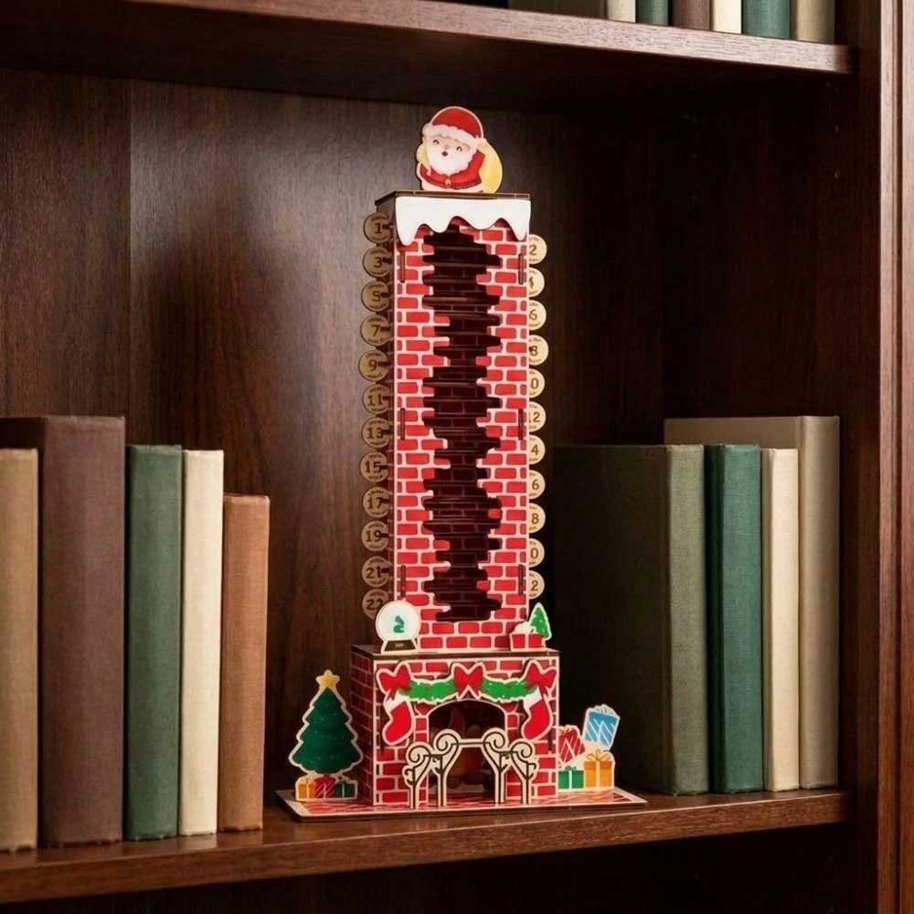 24-Day Santa Chimney Advent Calendar – Wooden Christmas Countdown Puzzle