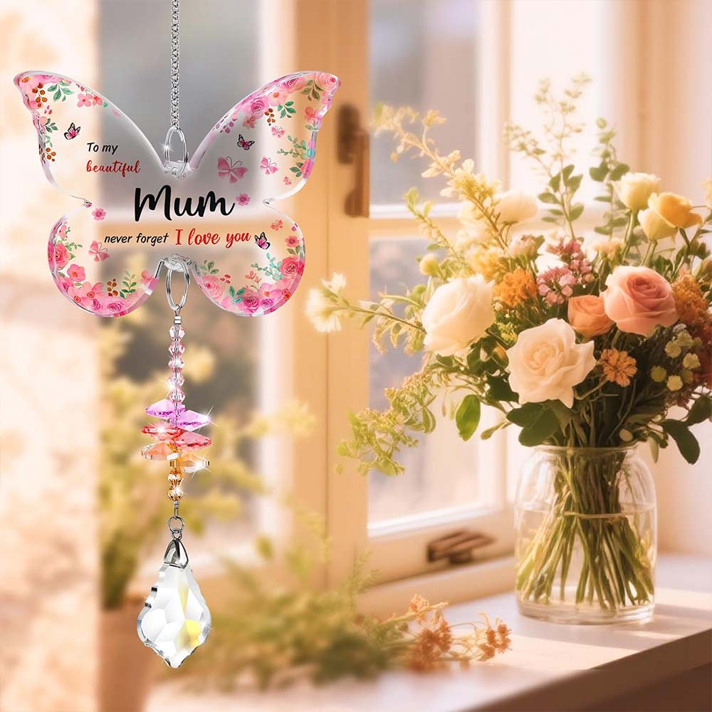 Mother's Day Unique Gift for Mum - Butterfly Acrylic Crystal Suncatcher from Daughter Son