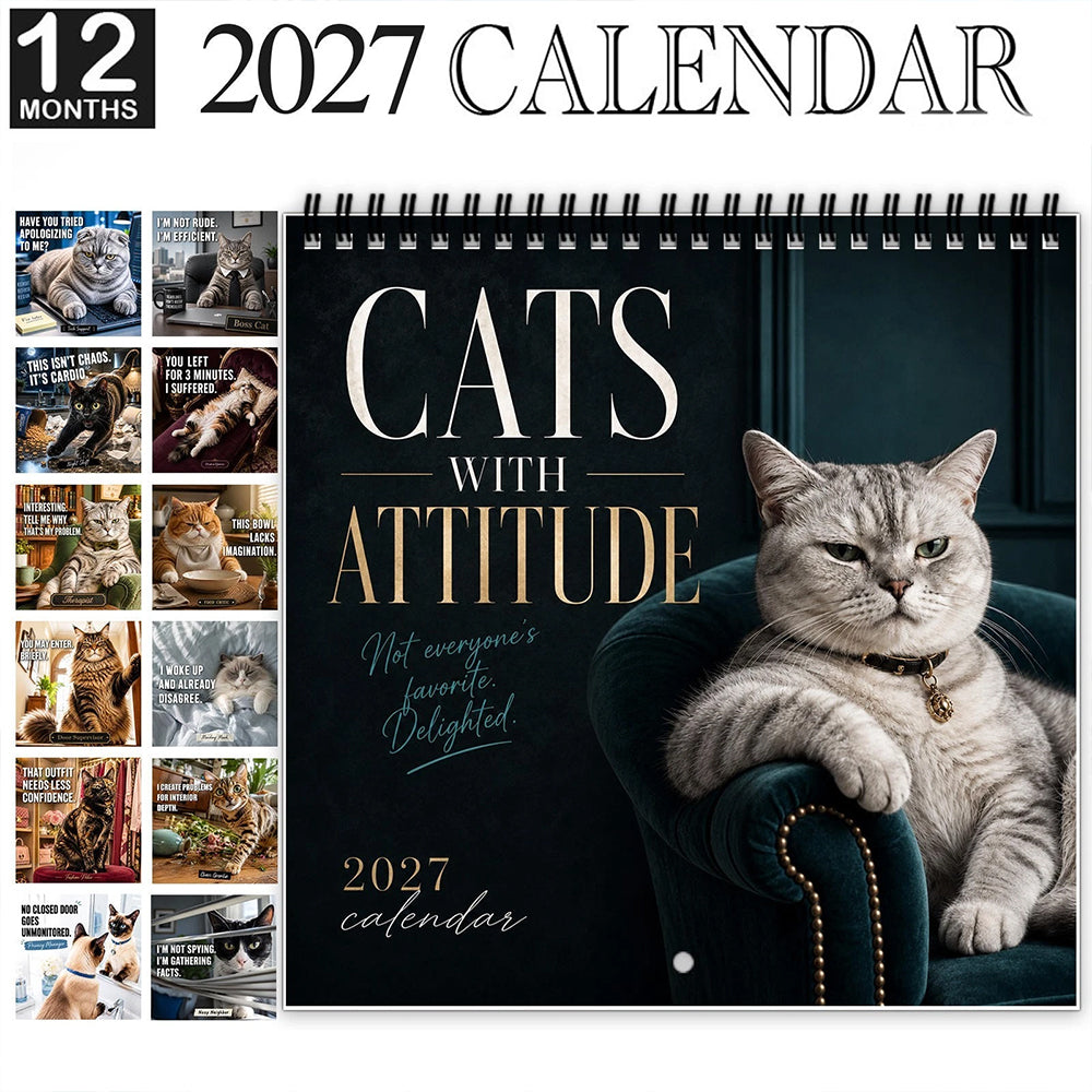 2027 Wall Calendar Cats With Attitude – Funny Sassy Cat Lover Gift