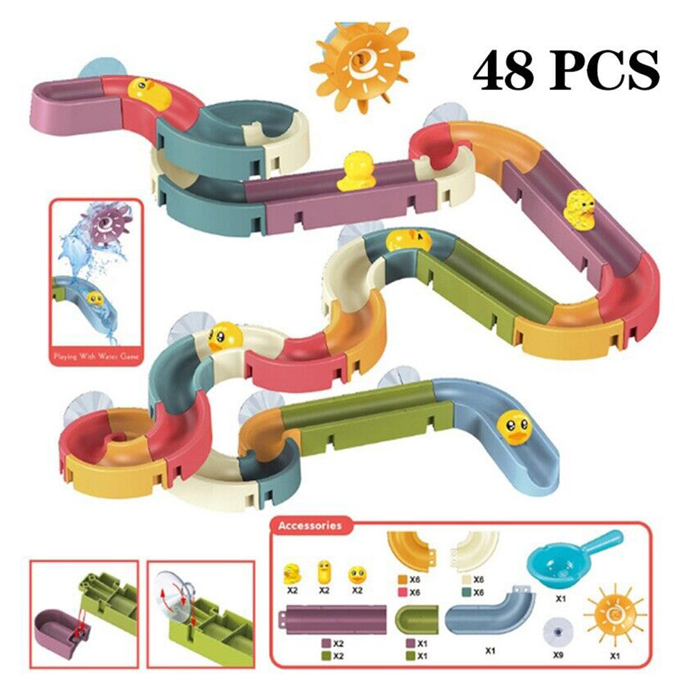 Baby Bath Toys DIY Race Run Assembling Track Bathroom Kids Stacking Cups Toy