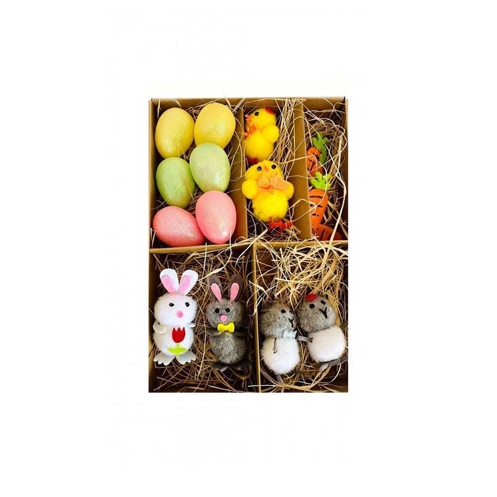 Carrot Egg Bunny Chick Easter Decorations Set - Plastic & Felt Party Items for Spring