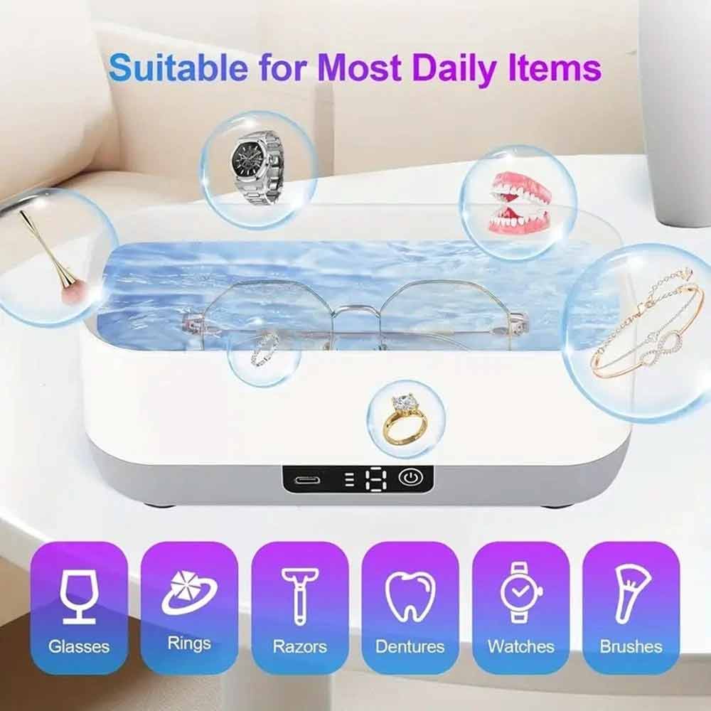 Portable Ultrasonic Cleaner – USB Rechargeable for Jewellery, Watches & Glasses