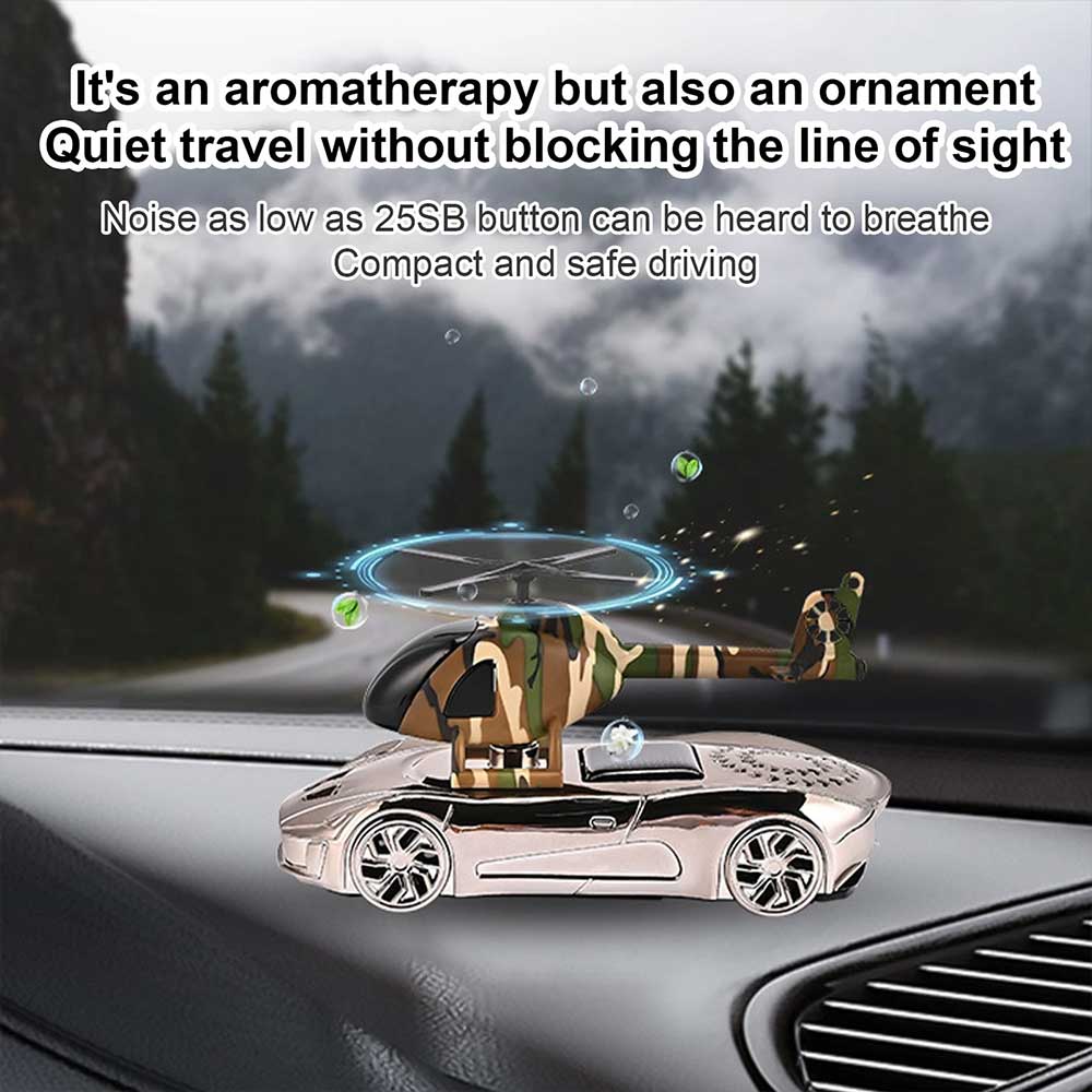 Solar-Powered Car Perfume Diffuser - Rotating Helicopter Air Freshener