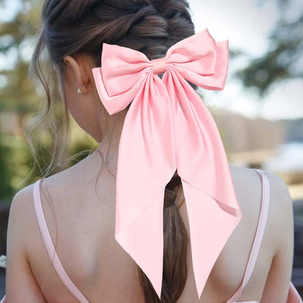 Large Bow Hair Clip – Satin Ribbon Barrette for Women & Girls, Hairpin Headwear