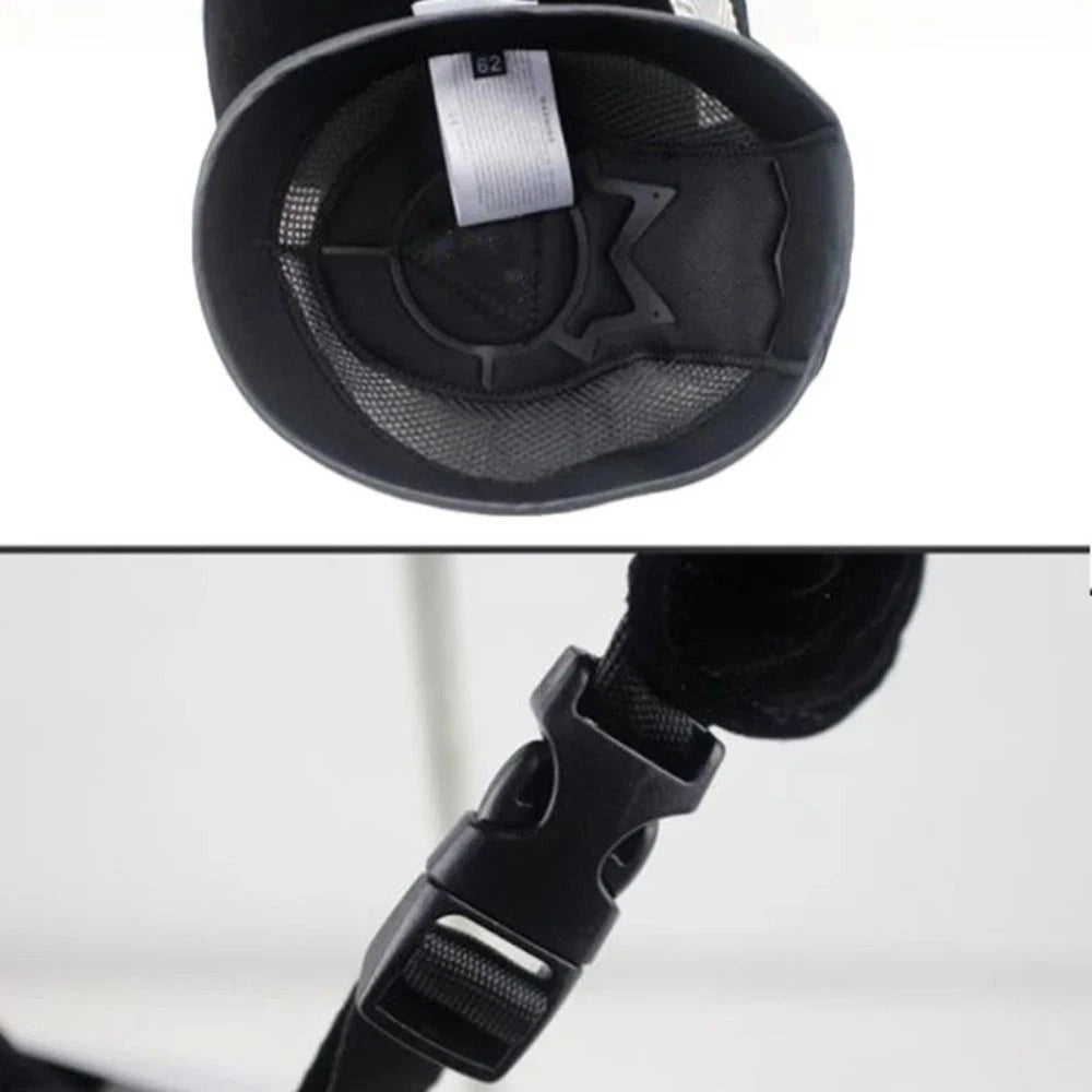 Black Horse Riding Helmet – Adjustable Safety Half Cover, 58cm Equestrian