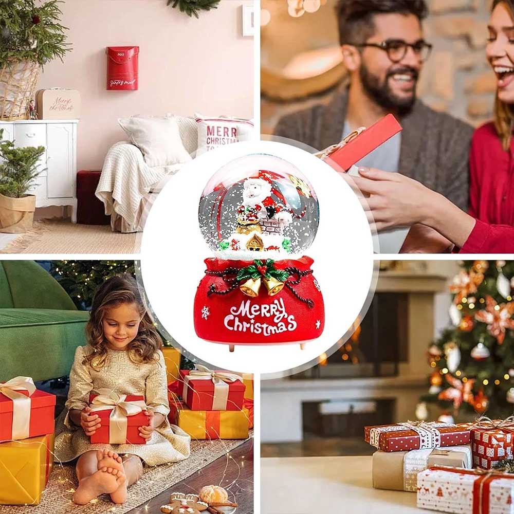 LED Santa Snow Globe – Musical Christmas Snow Globe with Colour Changing Light