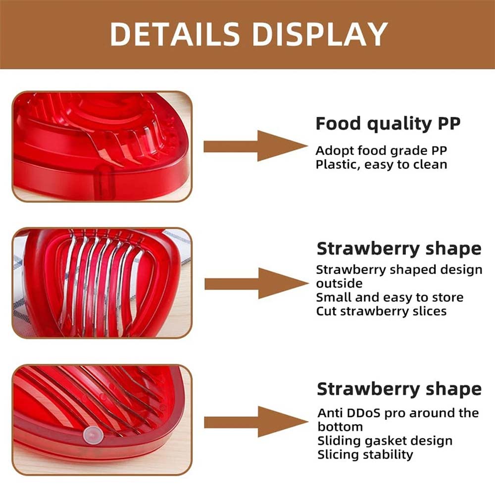 Stainless Steel Strawberry Slicer - Fruit Cutter with 7 Blades for Even Slicing