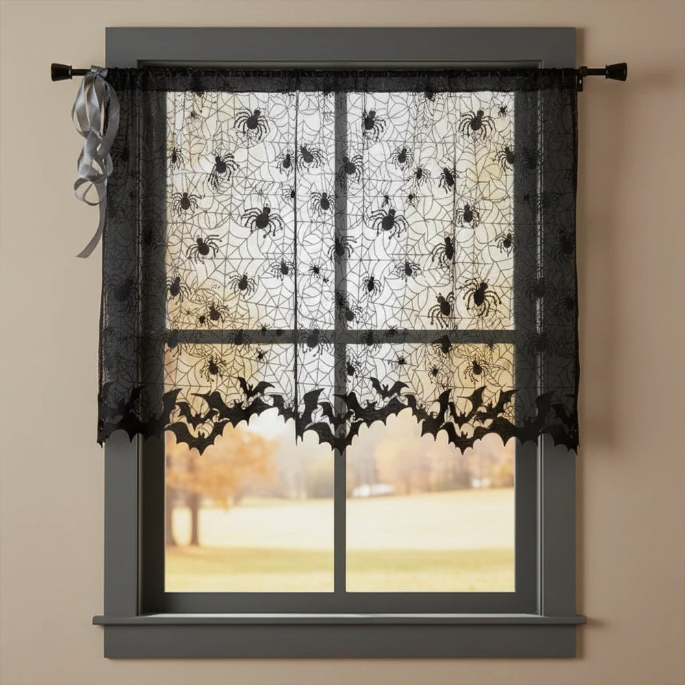 Halloween Cobweb Lace – Lamp Shade Cover with Spider, Gothic Party Decor