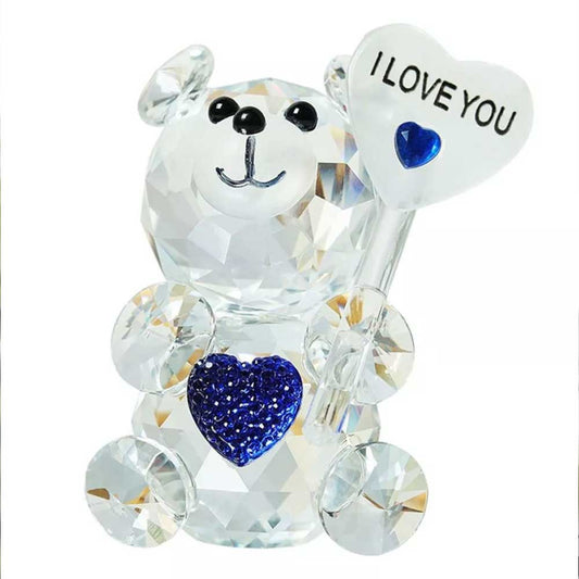 I Love You Sign Crystal Bear Figurine – Desktop Ornament, Guest Gift for Xmas