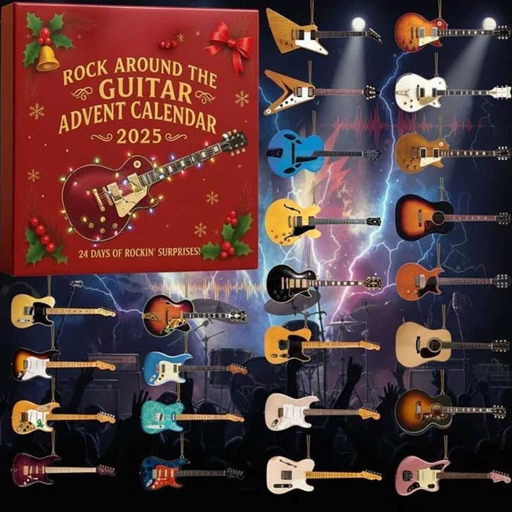 2025 Rock 'n' Roll Guitar Advent Calendar - 24 Days of 2D Flat Acrylic Guitar Ornaments