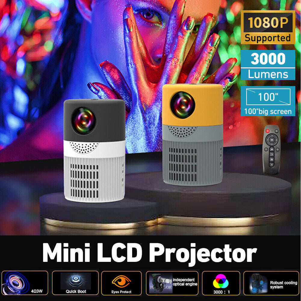 Portable HD 1080P Mini Pocket LCD Movie Projector Home Cinema HDMI USB Gift