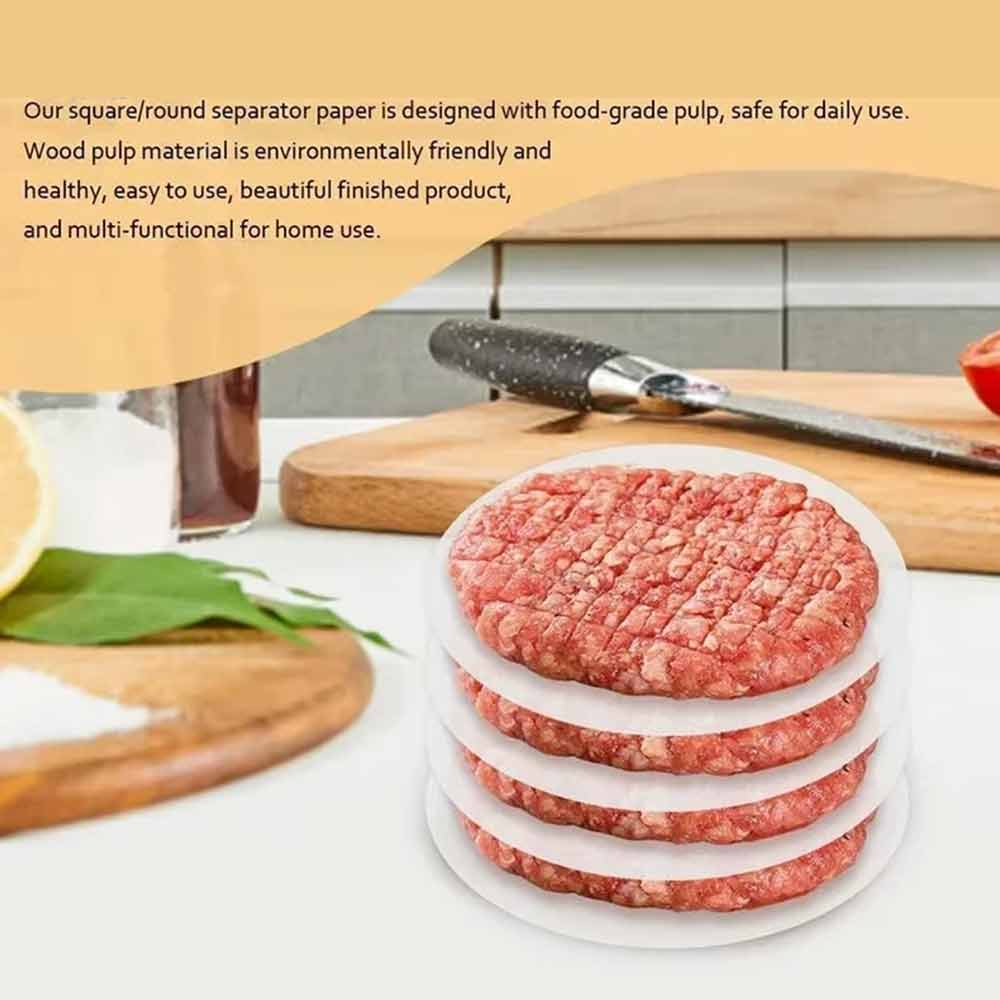 100 Pcs Non-Stick Wax Discs – 12cm Hamburger Burger Patty Wax Papers, Round