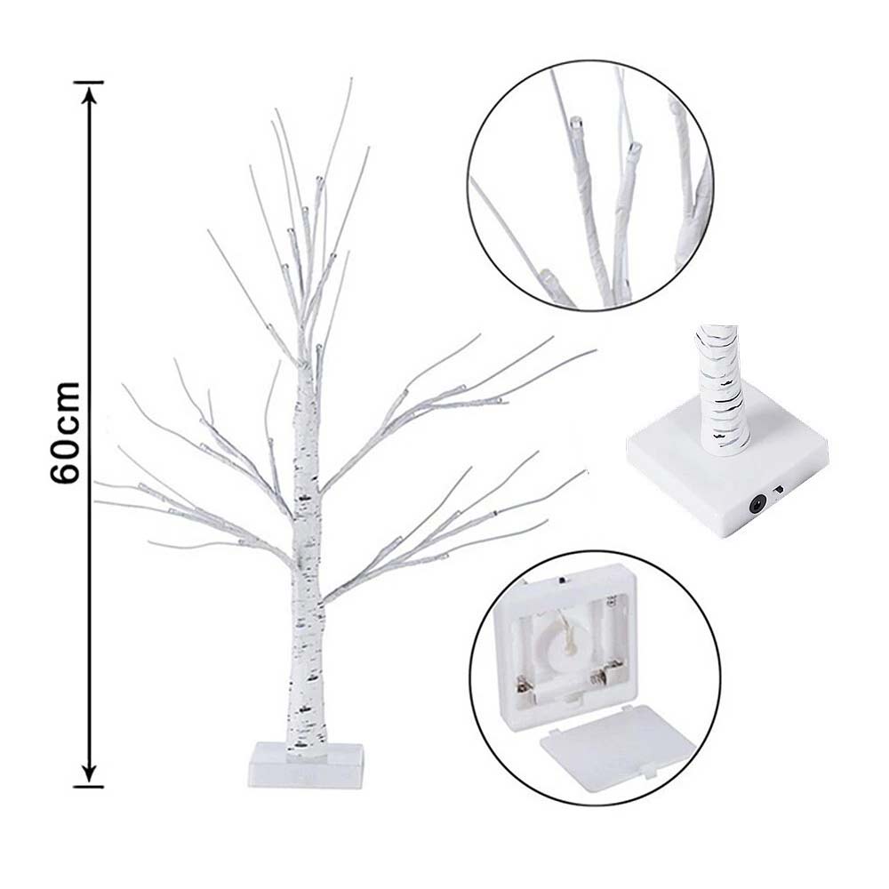 Easter LED Twig Tree - Pre-Lit Birch Light Up Decoration with 24 Colorful Eggs