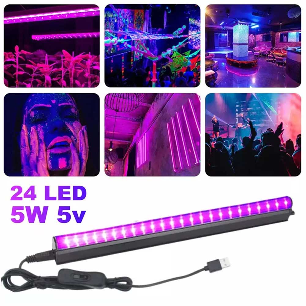 USB 24Leds LED UV Ultraviolet Strip Tube Light Bar Club Party Lamp Blacklight