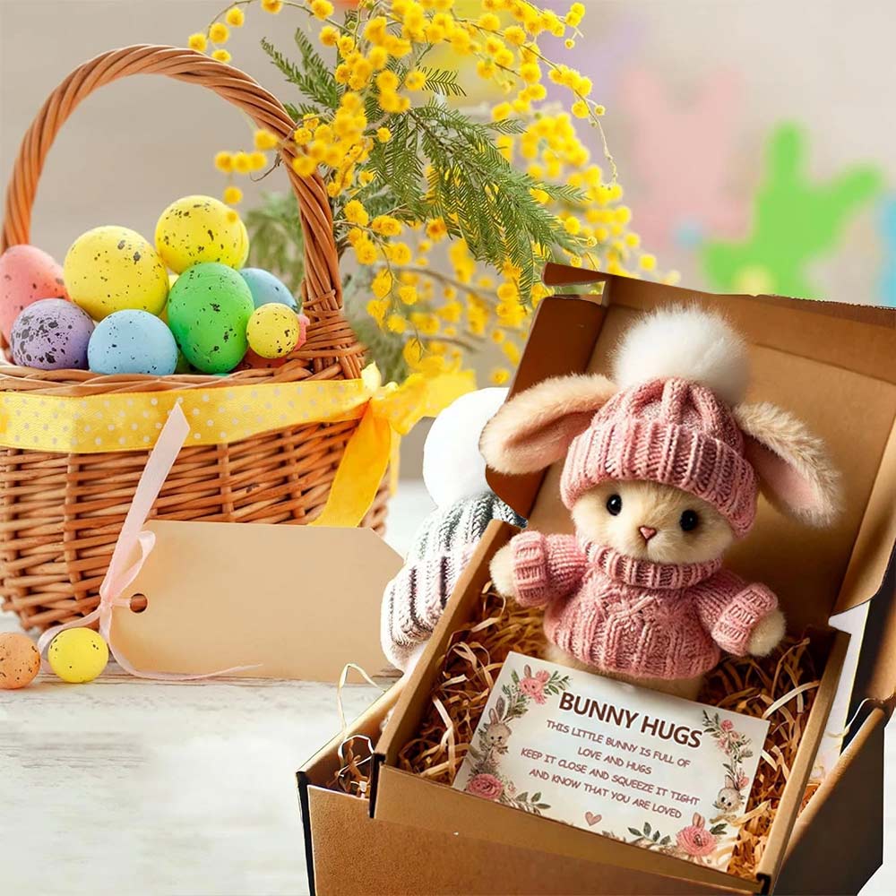 Pink Mini Bunny Hug - Cute Easter Gift Card Pocket Plush in Gift Box
